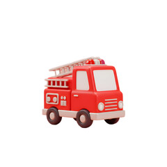 3D Render Fire Truck Transparent