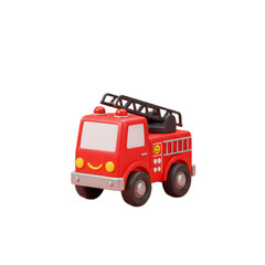 3D Render Fire Truck Transparent