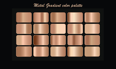 Fototapeta premium Collection of realistic metallic rose gold gradient swatches for design and digital art applications