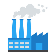 Flat Vector Illustration of a Factory