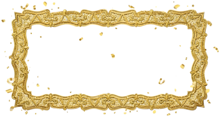 Gold frame isolated on transparent background for decoration and presentation