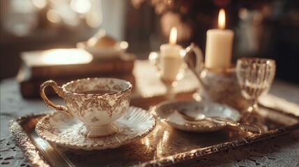 Naklejka premium Elegant tea setting