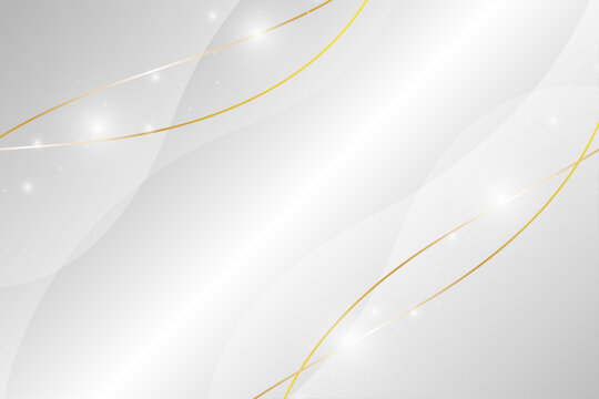 シルバーと金の曲線が輝く高級感のある抽象的背景デザイン	
