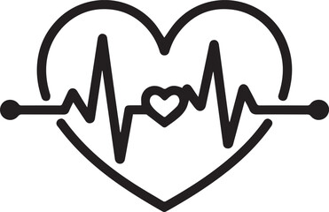 Heartbeat cardiogram symbol integrated with heart shape outline representing health cardiology medical science life vector