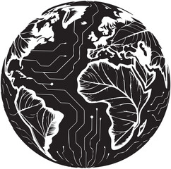 Global technology earth circuit board overlay digital network globe connectivity futuristic concept representing international business and innovation vector