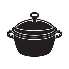 Ceramic Cooking Pot With Lid Silhouette Illustration