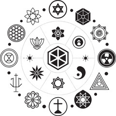 Fototapeta premium set of abstract vector geometric shapes with patterns and icons