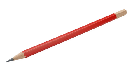 Red pencil isolated on transparent background, a classic writing tool for drawing, sketching, and notetaking, essential for school, office, and creative projects