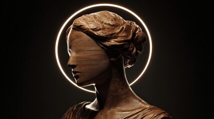 Sculpture of Woman with Light Halo, Abstract Art