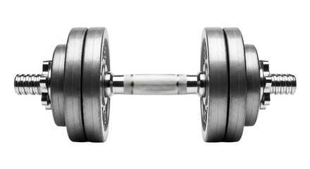 Fototapeta premium Adjustable Chrome Dumbbell For Strength Training On Black Background