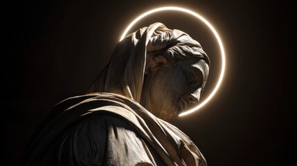 Serene Virgin Mary Statue with Luminous Halo: Hope and Faith