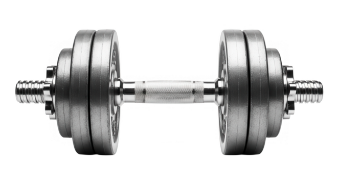 Adjustable Chrome Dumbbell For Strength Training On Black Background