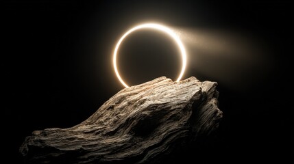 Abstract Podium: Ring Light with Textured Rock for Product Display