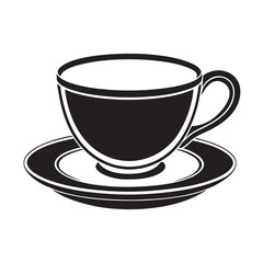 Ceramic Teacup With Saucer Silhouette Design