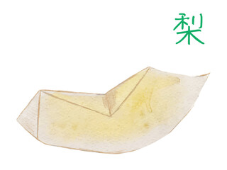 水彩で描いた冬の果物新鮮な梨　食材の水彩ベクターイラスト素材