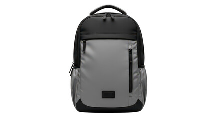 Fototapeta premium Sleek Grey And Black Modern Backpack On Dark Background