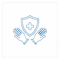 Obraz premium Medical Protection Symbol with Shield Gloves and Cross.