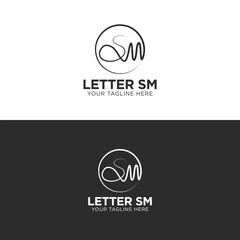 Modern Monogram Letter SM Logo Template