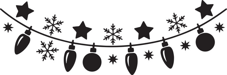 Christmas Light Bulbs in Black Outline vector