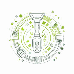 Obraz premium Modern Handheld Vacuum Cleaner with Circular Design Elements.