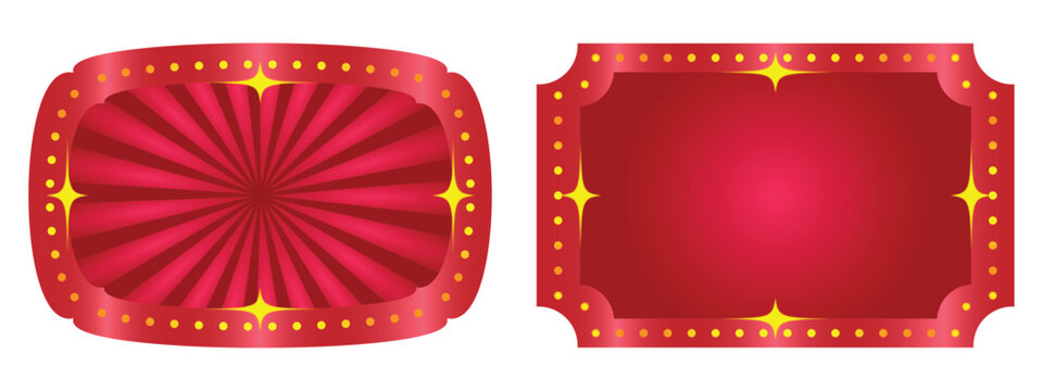 Retro carnival show ticket or event frame element vector illustration, perfect for entertainment marketing and festive design templates, featuring a glowing marquee border