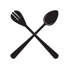 Wooden Spoon And Fork Silhouette Design