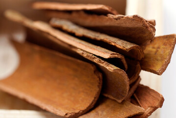 cinnamon on a white background