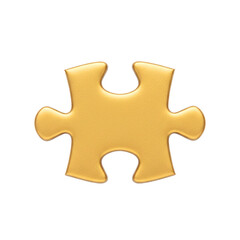 Single golden jigsaw puzzle piece of a solution