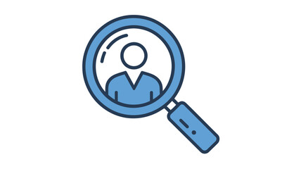 Magnifying glass focused on a person silhouette, symbolizing search and discovery