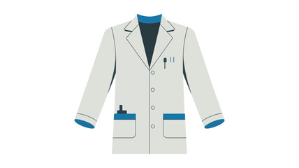 Clean white lab coat with blue trim, symbolizing science and medical professions.