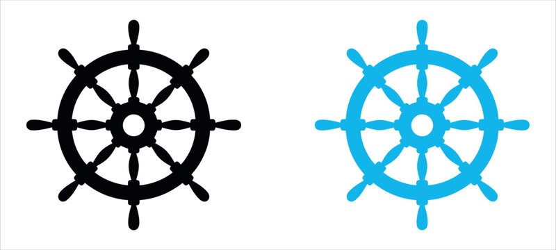 Ship wheel icon in solid and outline style. Perfect for nautical, sailing, and marine design projects,Clean and modern vector illustration.