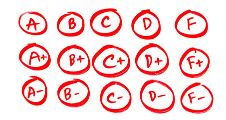 written in red ink on white paper. full score test, red 100 full mark isolated on a white paper.