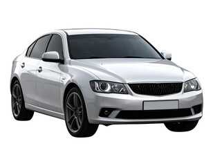 Obraz premium Modern White Sedan Side View, Isolated on Transparent Background