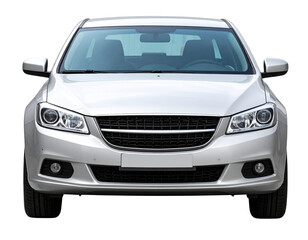 Modern White Sedan Side View, Isolated on Transparent Background