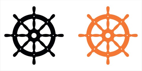 Steering ship wheel icon showing control and navigation concept. Ideal for marine logos, travel themes, and ocean-inspired designs. Simple vector illustration.