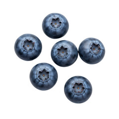 Isolated fresh blueberries arranged appealingly against a solid color backdrop, highlighting