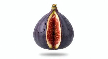 Fresh Purple Fig Cut in Half Isolated on White Background for Healthy Food Design