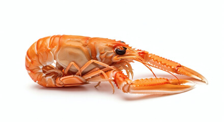 Isolated Cooked Langoustine or Norway Lobster on White Background Gourmet Seafood Ingredient