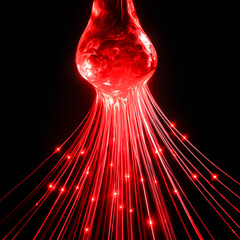 Abstract of Molten Glass Being Stretched into Extremely Fine Fiber Optic Threads