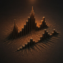 Abstract of Fine Iron Filings Forming Perfect Geometric Microscopic Data Visualization Graph