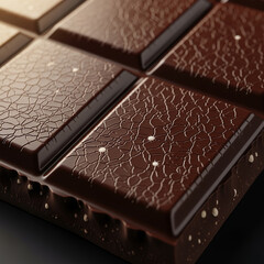 Rich Glossy Surface of Dark Chocolate with Fine Intricate Crackle Texture Bloom Detail
