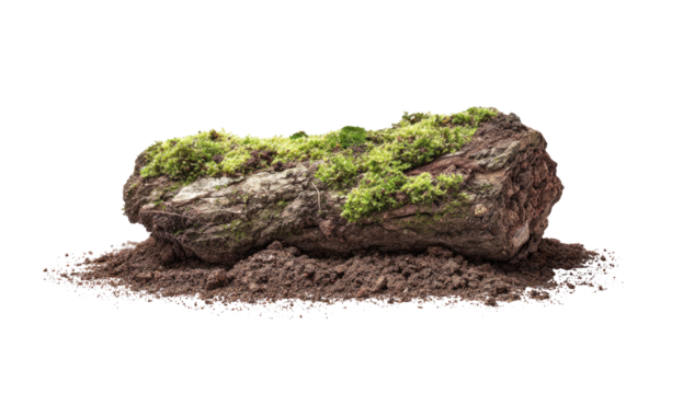 Log covered in moss resting on soil