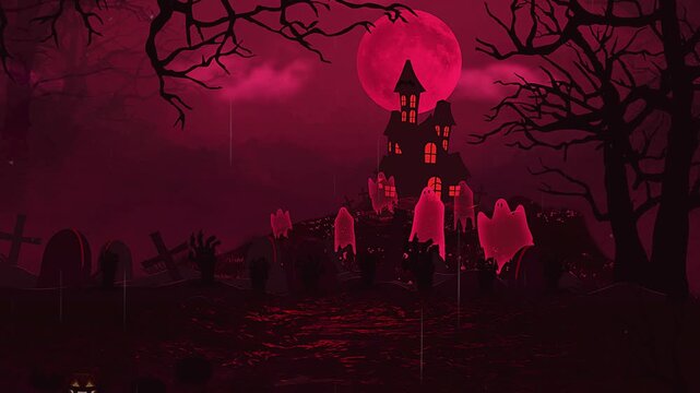 Halloween Horror ghost Red Background.