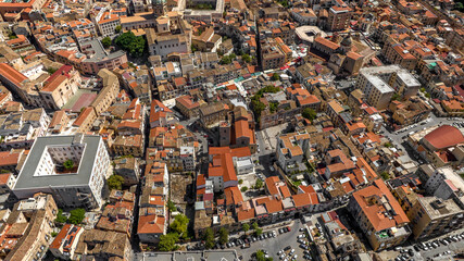 Aerial view of the Ballarò neighborhood in the historic center of Palermo, Sicily, Italy. One of the city's most famous and visited markets is located here.