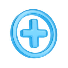 Fototapeta premium 3D plus icon, blue circle with positive symbol, isolated on transparent background