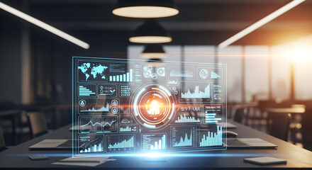 Modern dashboard displays global data analytics and business growth insights