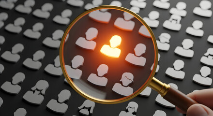 Magnifying glass finds unique standout person among many