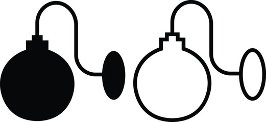 Lamp icon set in flat and outline styles. Table lamp silhouette symbols, home decoration and interior design elements, lighting fixture vectors illustration. Furniture for personal and commercial use.