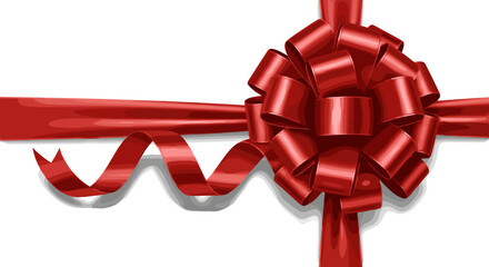 Vector art of a vibrant red ribbon tied into a decorative bow, isolated on a