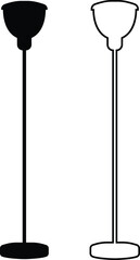 Lamp icon set in flat and outline styles. Table lamp silhouette symbols, home decoration and interior design elements, lighting fixture vectors illustration. Furniture for personal and commercial use.